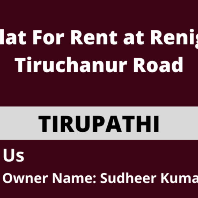 3BHK Flat For Rent at Renigunta /Tiruchanur Road, Tirupati.