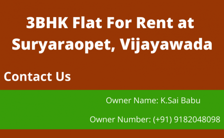 3BHK Flat For Rent at Suryaraopet, Vijayawada