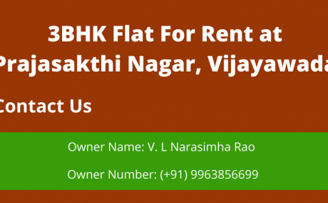 3BHK Flat For Rent at Prajasakthi Nagar, Vijayawada