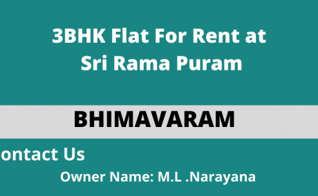 3BHK Flat For Rent at Sri Ram Nagar, Bhimavaram.