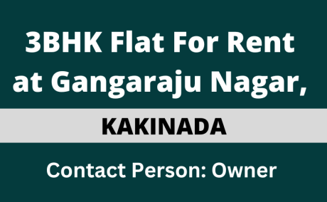 3BHK Flat For Rent at Gangaraju Nagar, Kakinada