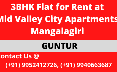 3BHK Flat for Rent at Mid valley Apartments, Mangalagiri, Guntur.