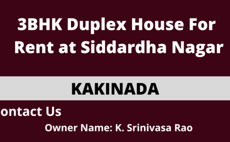 3BHK Duplex House For Rent at Siddartha Nagar, Kakinada.