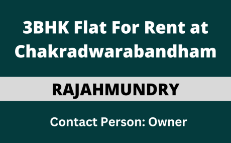 3BHK Flat for Rent at Chakradwarabandham, Rajahmundry.
