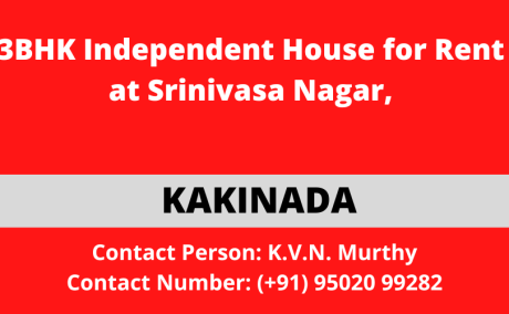 3BHK Independent House for Rent at Srinivasa Nagar, Kakinada